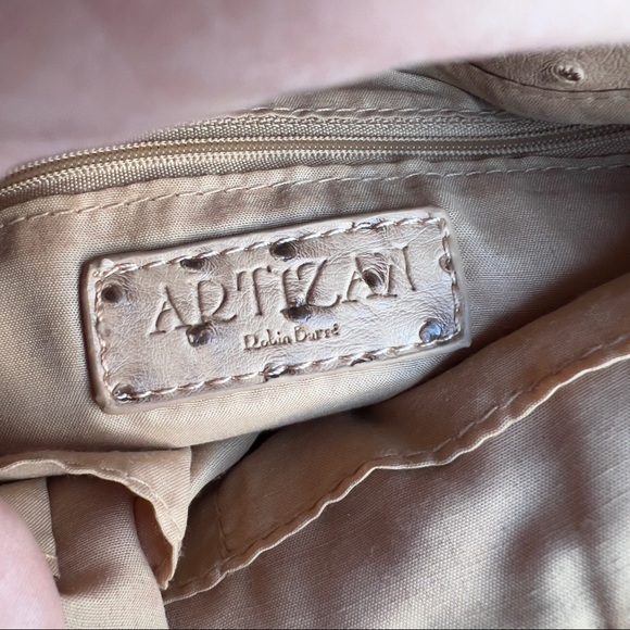 Faux-Ostrich Clutch purse tan and cream - Picture 7 of 8